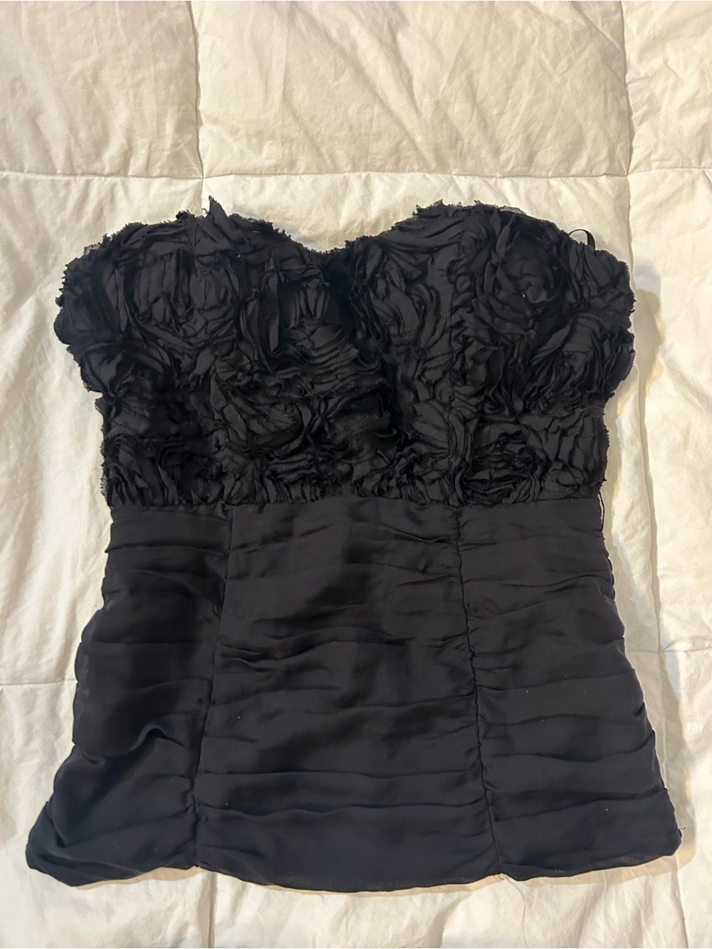 Bebe Strapless Black Rosette Bustier top